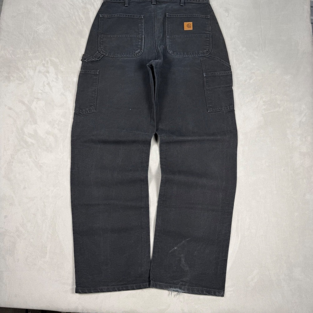 Y2K Mens Carhartt B11 Loose Fit Carpenter Pants Faded Black 33x34
